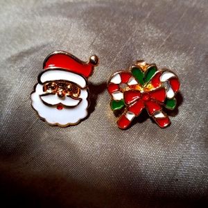 L-3 lot 1 pair of enamel baked on gold toned earrings